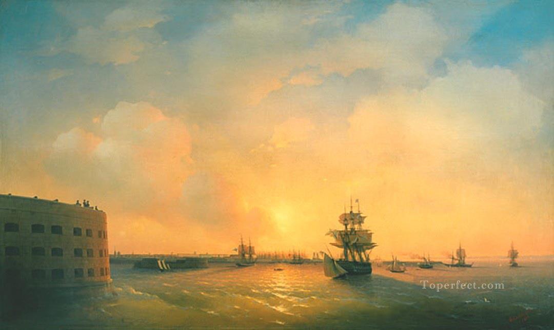 Fuerte Kronshtadt el emperador Alejandro 1844 Romántico Ivan Aivazovsky ruso Pintura al óleo